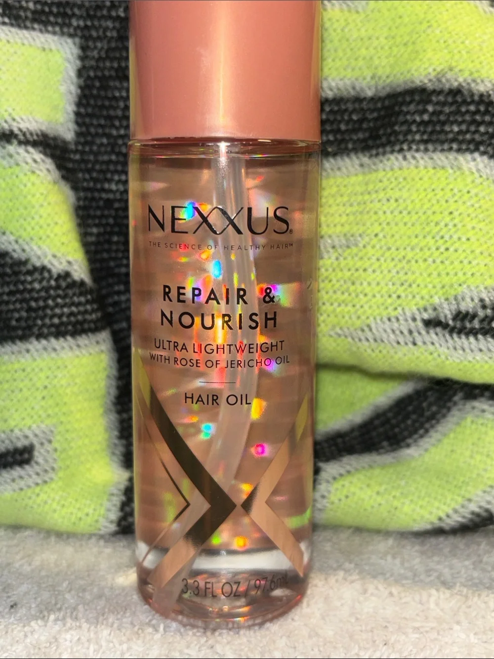Nexxus Repair & Nourish Hair Oil — Peach Cap, Clear Bottle